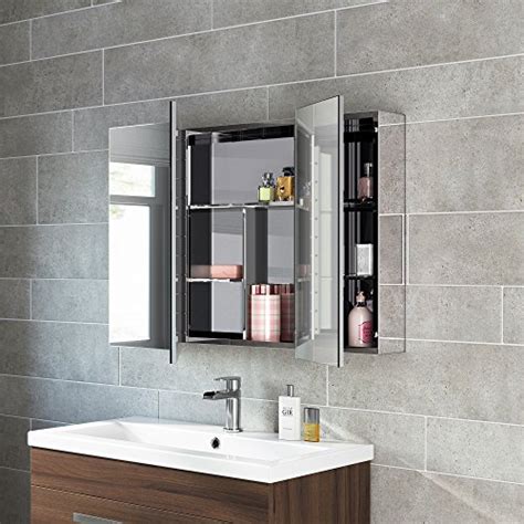 stainless steel bathroom mirror cabinet|triple mirror door bathroom cabinet.